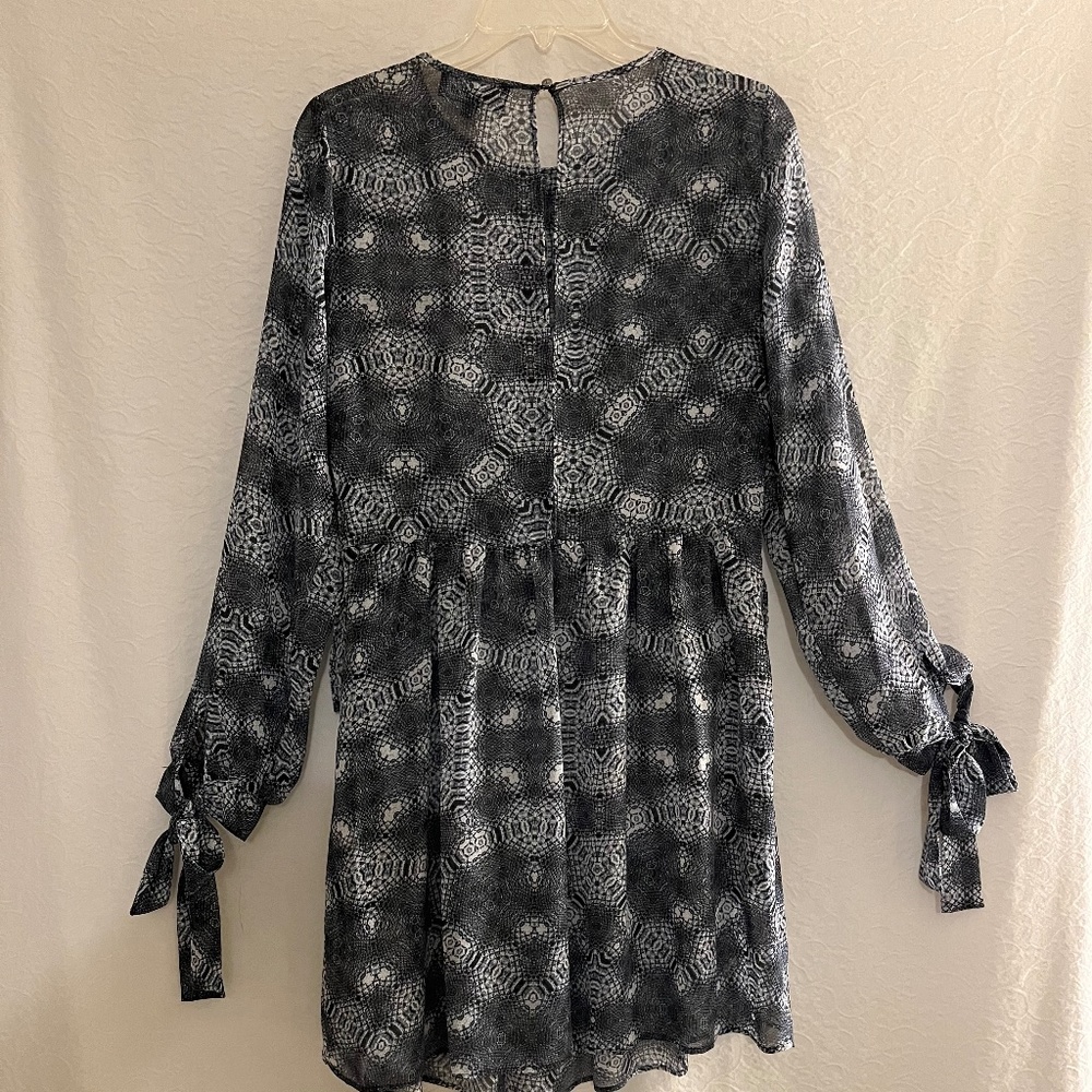 Sam Edelman Sheer Gray/White Patterned Mini-Dress… - image 2